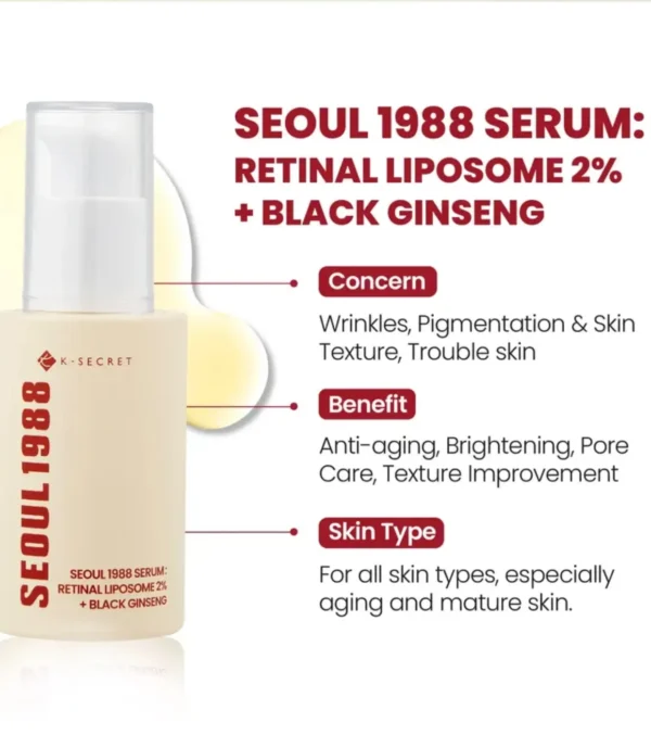 SEOUL 1988 Serum : Retinal Liposome 2% + Black Ginseng – Image 3