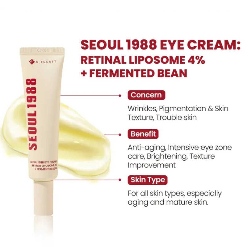 SEOUL 1988 Eye Cream : Retinal Liposome 4% + Fermented Bean – Image 5
