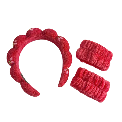 Serre-tête et bandeau poignet édition Cerise